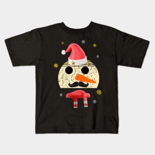 Vintage Retro Funny Snowman With Mustache And Carrot Kids T-Shirt